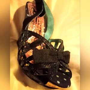 Irregular Choice Black Glitter Marbled Wedges (6.5)
